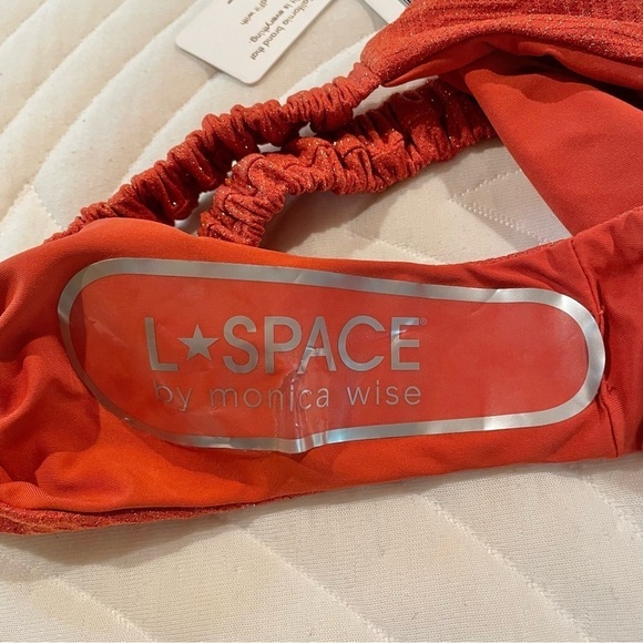 L*SPACE Leonie Bikini Bottoms in Orange Metallic Textured Small NWT - Picture 5 of 7